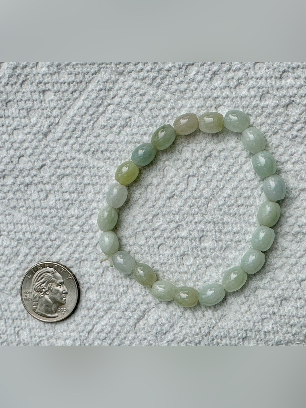 Grade A Jade Beaded Stretch Bracelet - Light Green and multi color